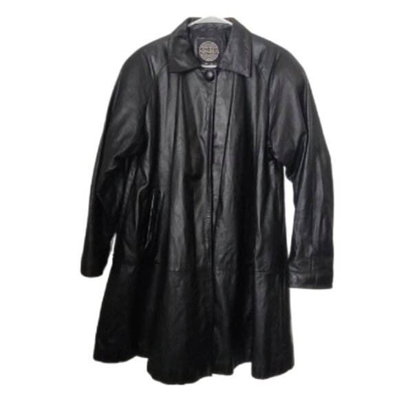 Vintage Jackets & Blazers - Vintage 80s leather oversized fit coat EUC S M